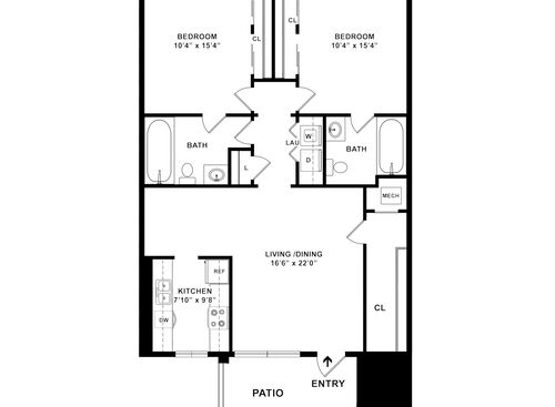 2 Bedroom Downstairs: Beds - 2: Baths - 2: SqFt Range - 1100 to 1100