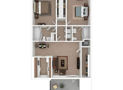 2 Bedroom Downstairs: Beds - 2: Baths - 2: SqFt Range - 1100 to 1100