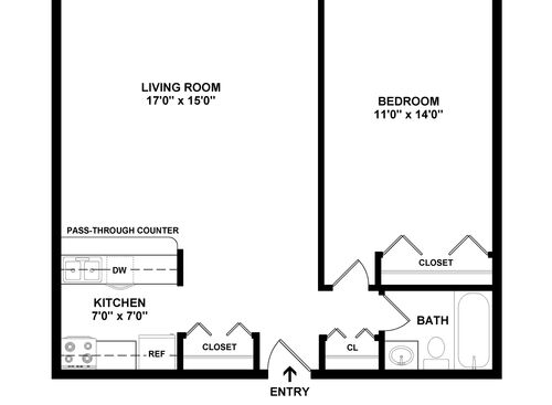 Type 1- 1BR: Beds - 1: Baths - 1: SqFt Range - 668 to 668