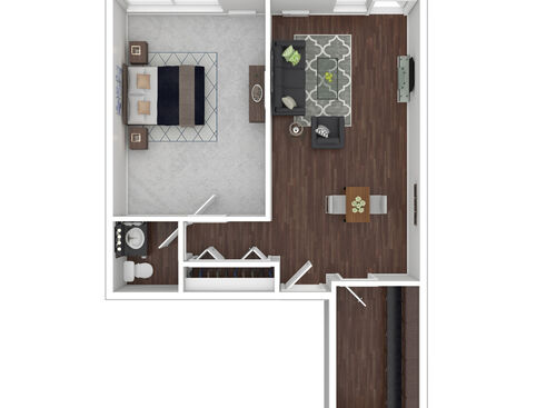 Type 2 - 1BR: Beds - 1: Baths - 1: SqFt Range - 637 to 637