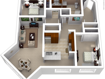 2 Bedroom 1 Bath: Beds - 2: Baths - 1: SqFt Range - 950 to 950