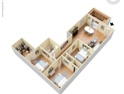 Cedar Hills Apartments - 3 Bedroom - 3 bed - 1 bath - 882 sf