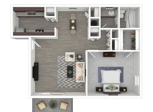 1 Bedroom Gold: Beds - 1: Baths - 1: SqFt Range - 600 to 600