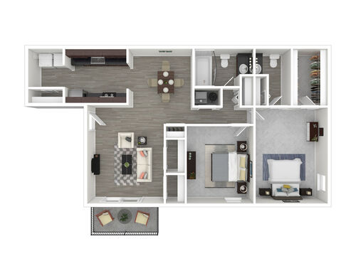1 Bedroom Gold: Beds - 2: Baths - 1: SqFt Range - 650 to 650