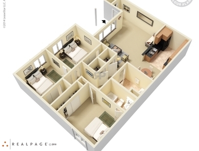 Park Place Apartments - 3 Bedroom - 3 bed - 2 bath - 1050 sf