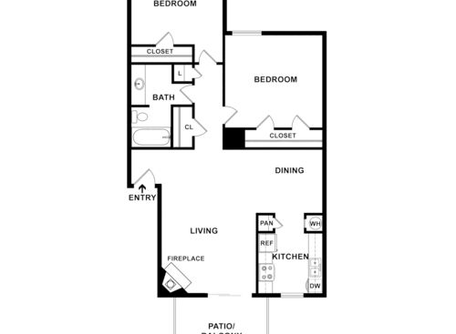 1 Bedroom/1 Bath Upstairs: Beds - 2: Baths - 1: SqFt Range - 904 to 904