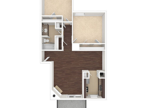 1 Bedroom/1 Bath Upstairs: Beds - 2: Baths - 1: SqFt Range - 904 to 904