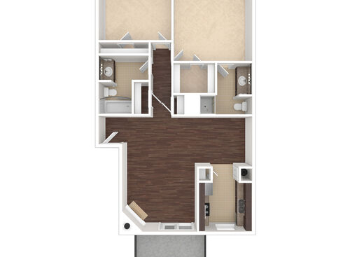 1 Bedroom/1 Bath Upstairs: Beds - 2: Baths - 2: SqFt Range - 994 to 994