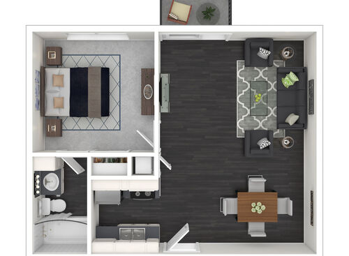 1X1A: Beds - 1: Baths - 1: SqFt Range - 635 to 635