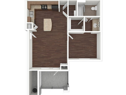 1 Bedroom: Beds - 1: Baths - 1: SqFt Range - 654 to 670