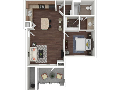 1 Bedroom: Beds - 1: Baths - 1: SqFt Range - 654 to 670