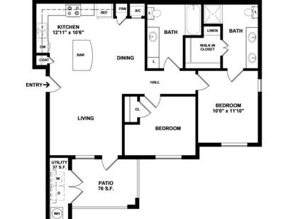 2 Bedrooms: Beds - 2: Baths - 2: SqFt Range - 850 to 850