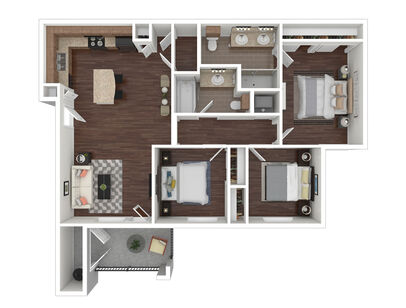 3 Bedrooms: Beds - 3: Baths - 2: SqFt Range - 1075 to 1075