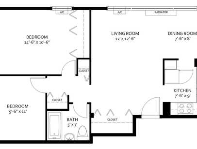 2 Bedroom B: Beds - 2: Baths - 1: SqFt Range - 730 to 730