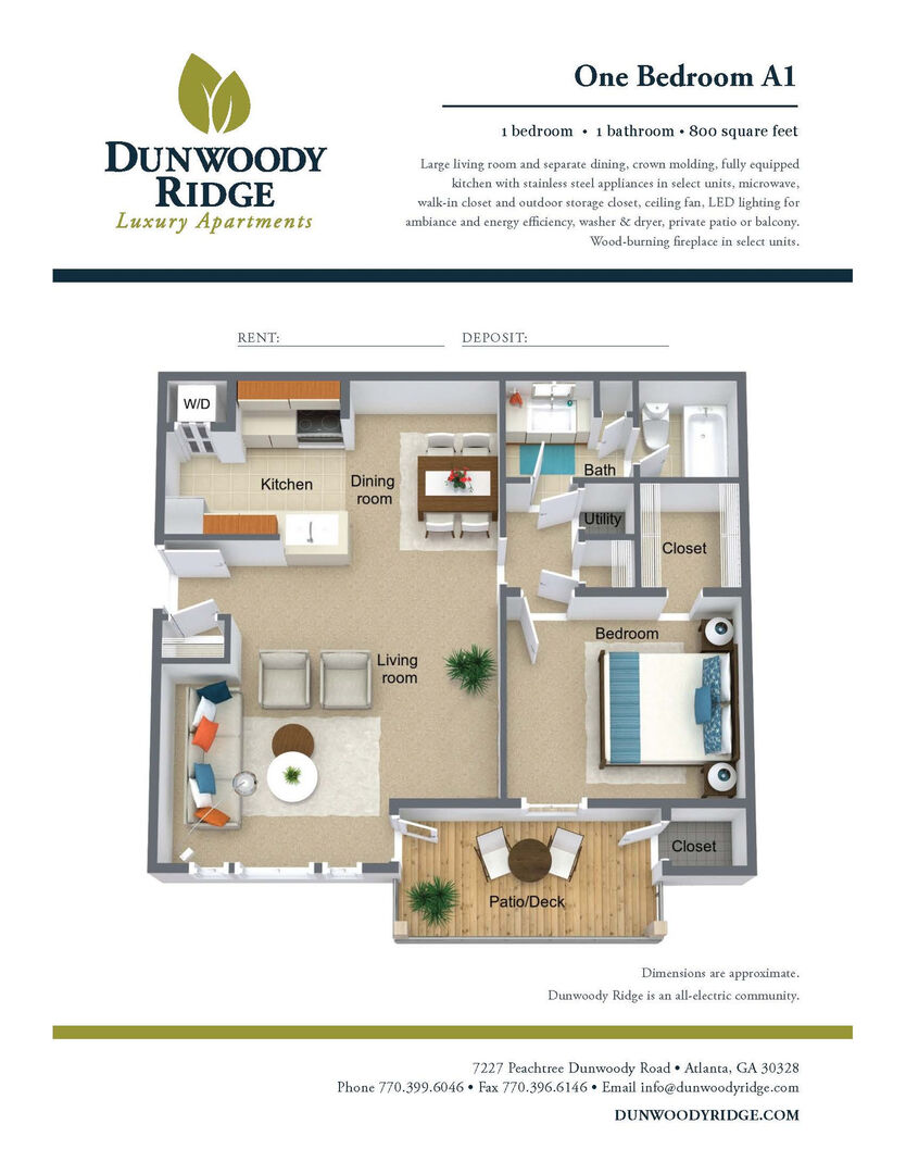 1 Bedroom Apartment – 7227 Peachtree Dunwoody Rd NE #2022, Atlanta, GA 30328