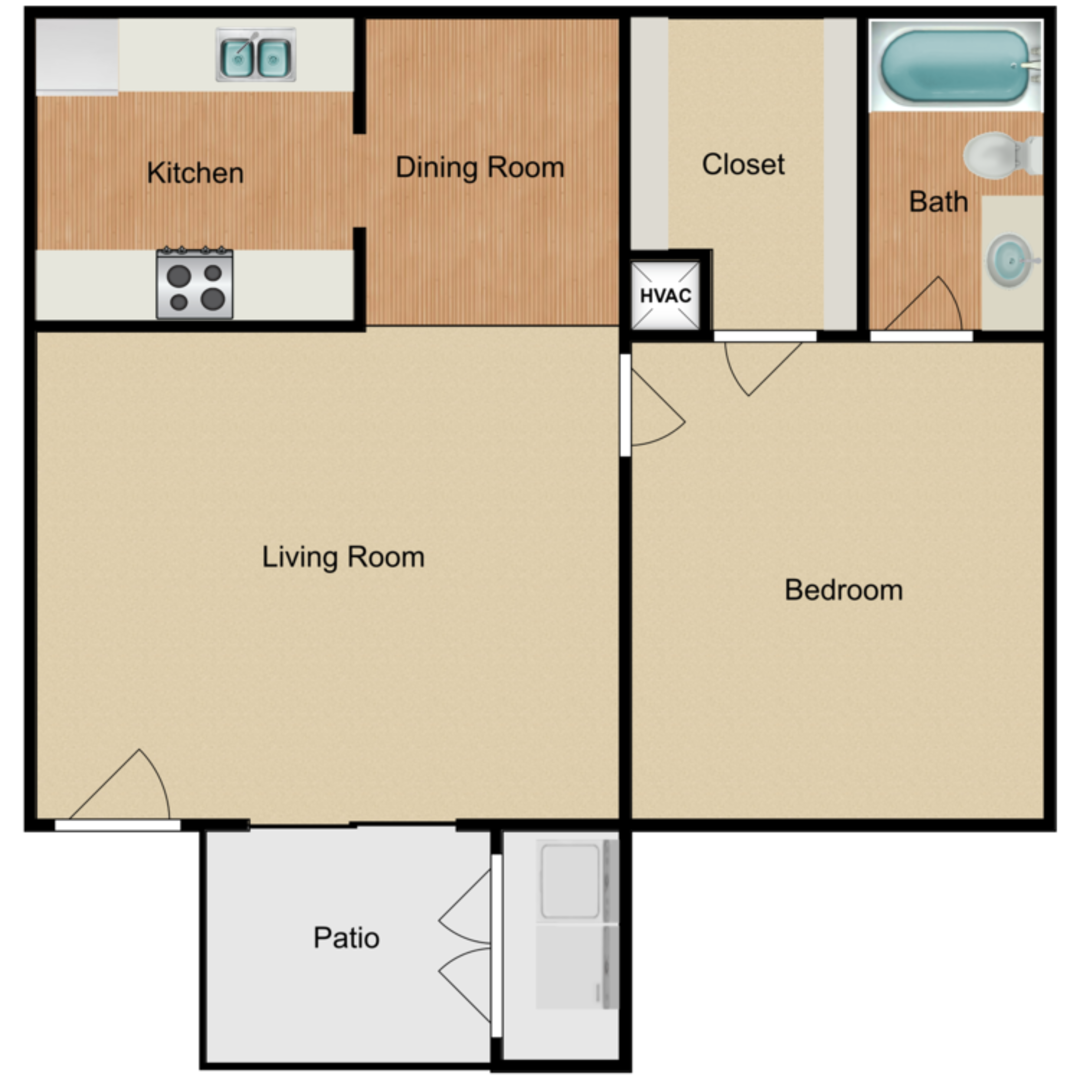 1 Bedroom Apartment – 4901 Misty Lane #117, Bay City, TX 77414