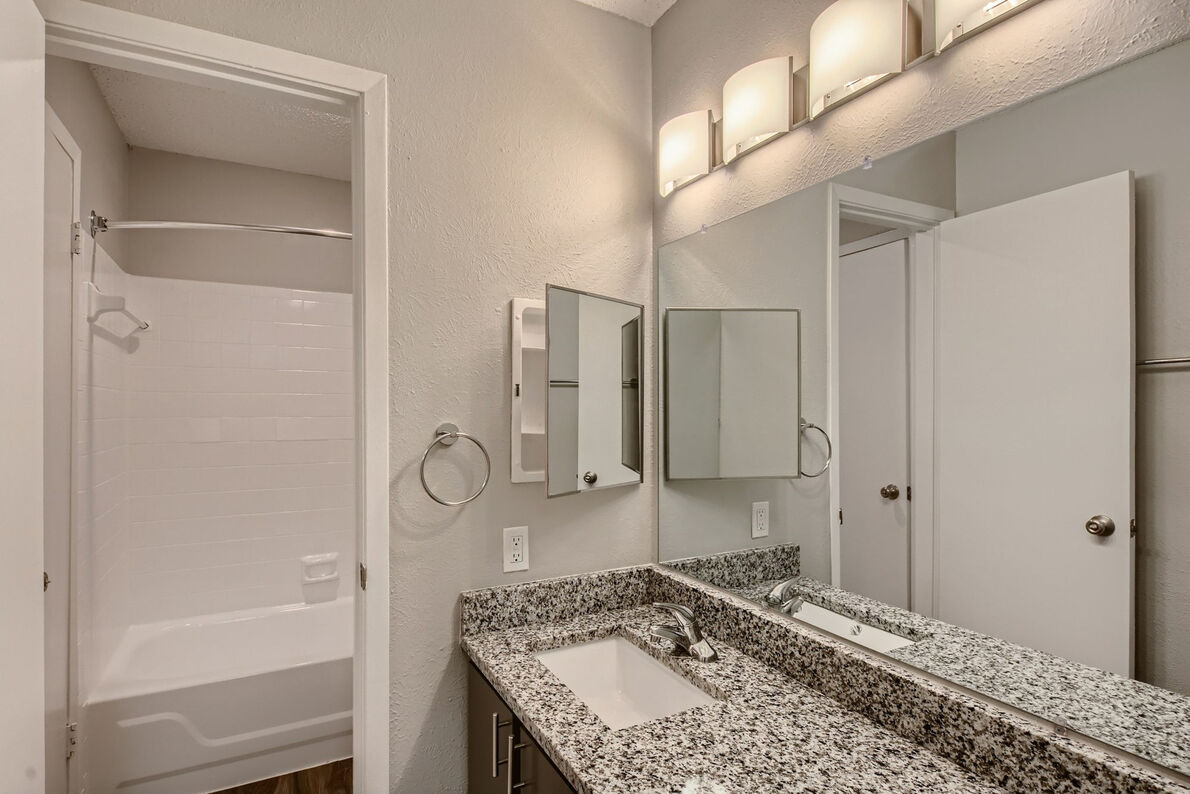 Villas at Waterchase Apartments renovated bathroom - Lewisville, TX