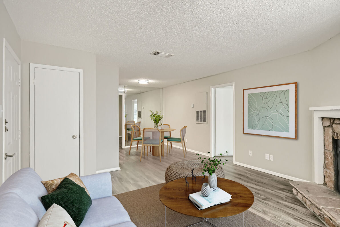 Villas at Waterchase Apartments staged living room - Lewisville, TX