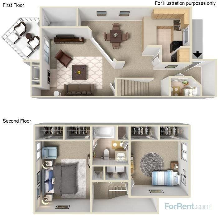 2x1.5 Bedroom Renovated floor plan