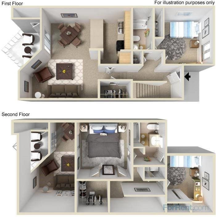 3 Bedroom Townhome Renovated floor plan