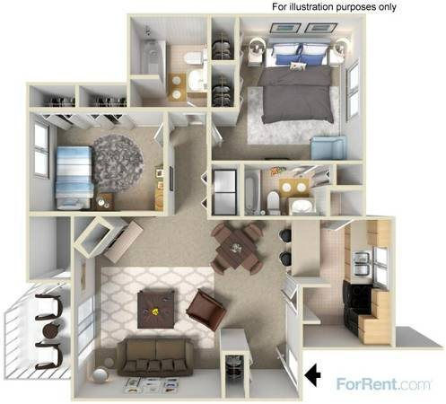 2x2 Garden Renovated floor plan