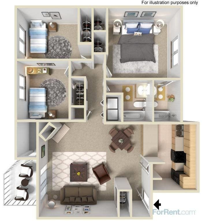 3 Bedroom Garden floor plan