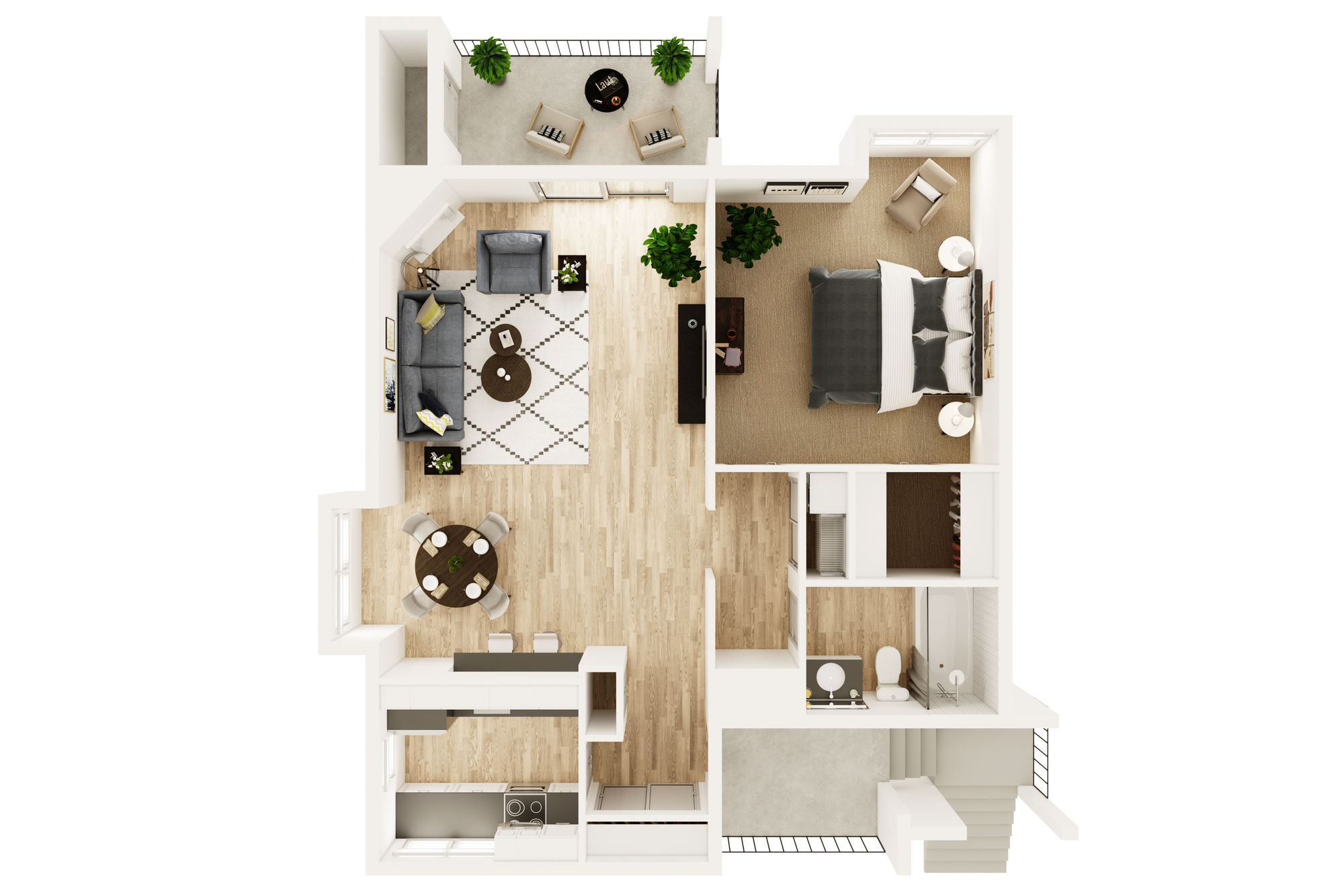 1x1 floor plan