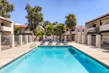 Pool and poolside area at Ava Park.