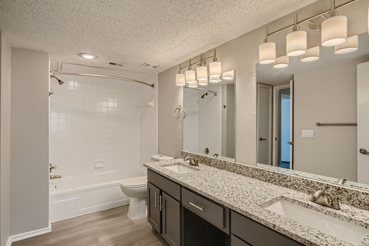 The Tallows Apartments renovated master bathroom - Carrollton, TX