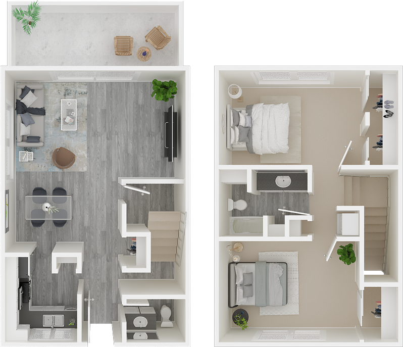 2 BED, 1.5 BATH RENOVATED floor plan