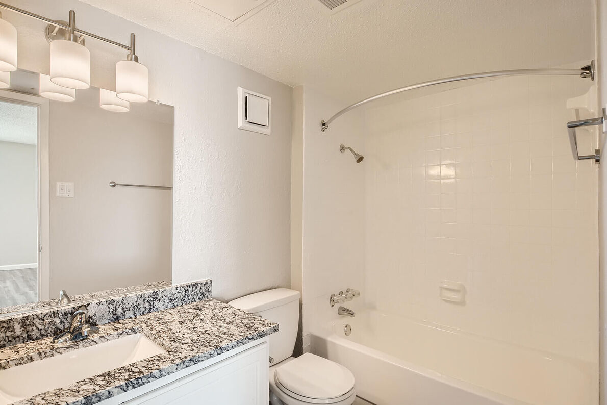The Leighton Apartments renovated bathroom cabinetry - Plano, TX