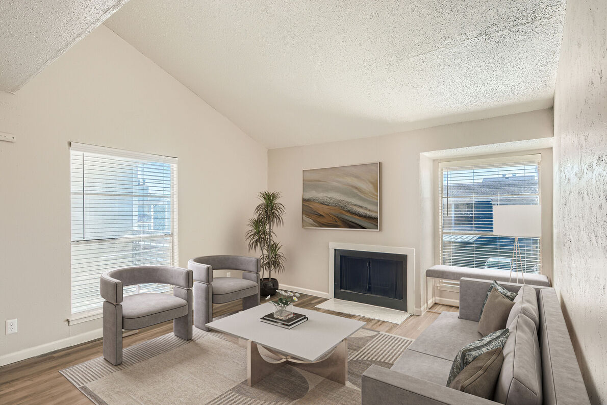 The Leighton Apartments renovated living room - Plano, TX
