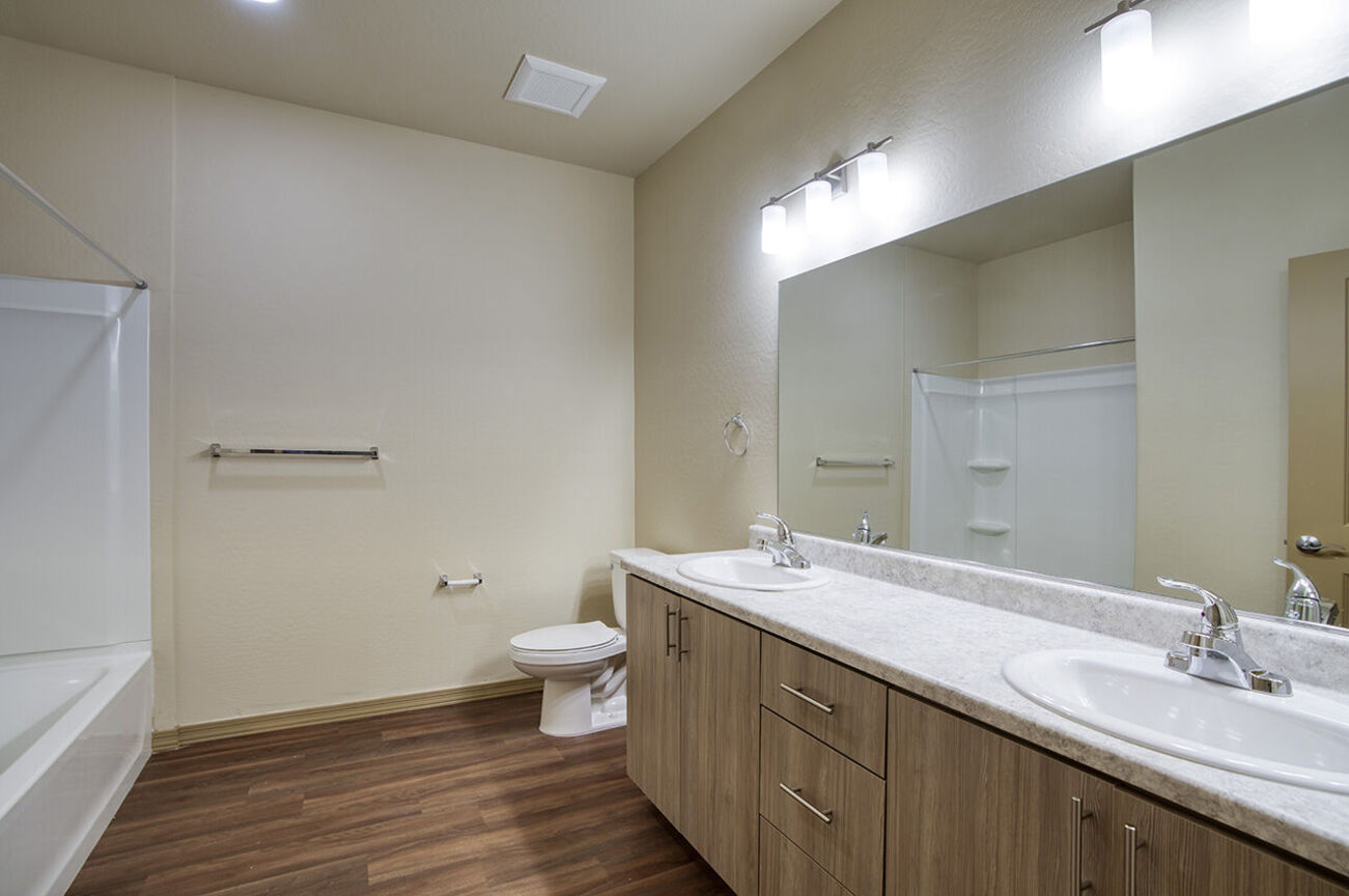 Apartment bathroom at Harmony at the Park I & II.