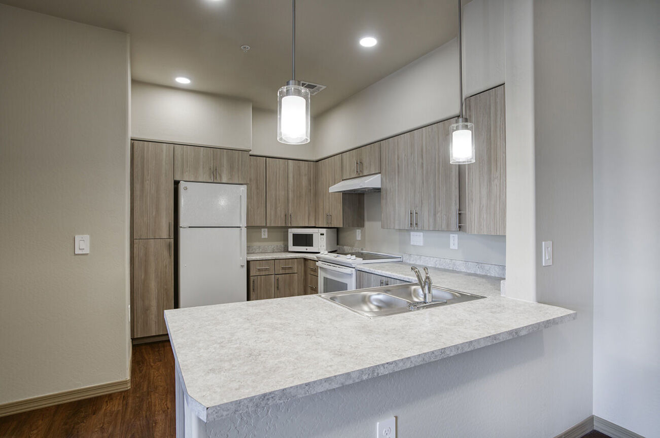 Apartment kitchen at Harmony at the Park I & II.