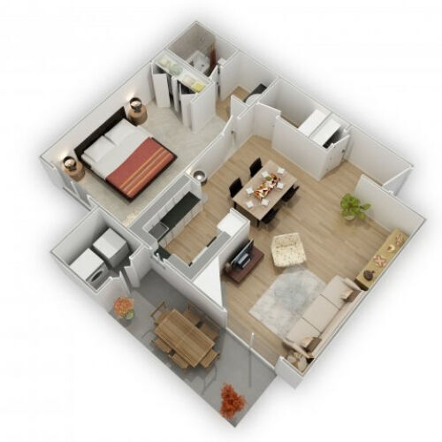 1x1 floor plan