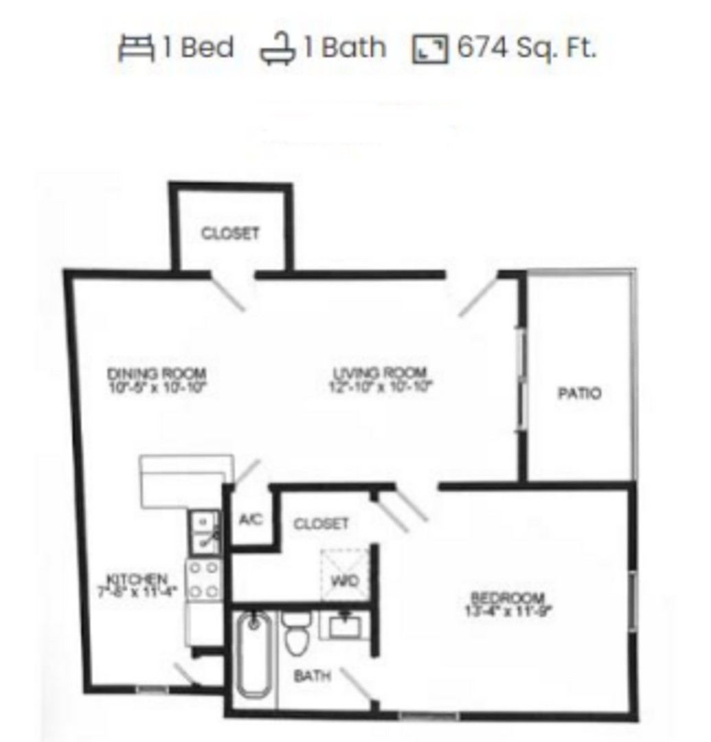 1 Bedroom Apartment – 7900 Locke Lee Lane #1201, Houston, TX 77063