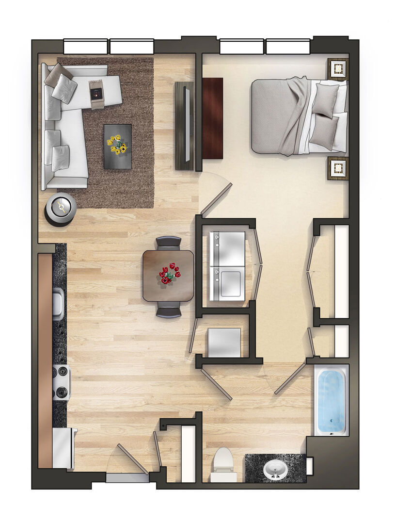 1 Bedroom floor plan