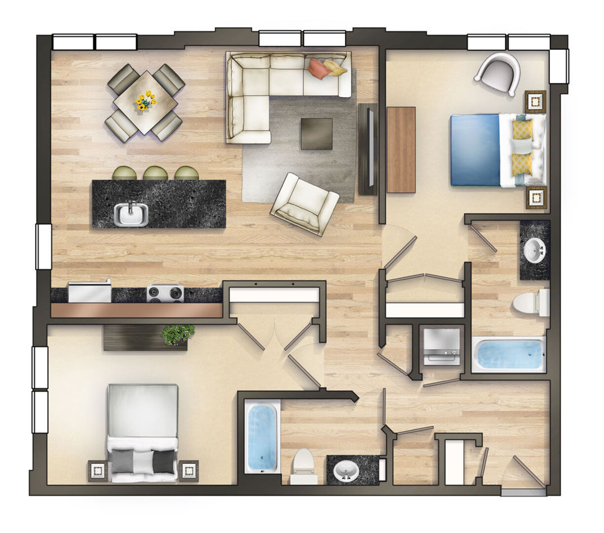 2 Bedroom floor plan