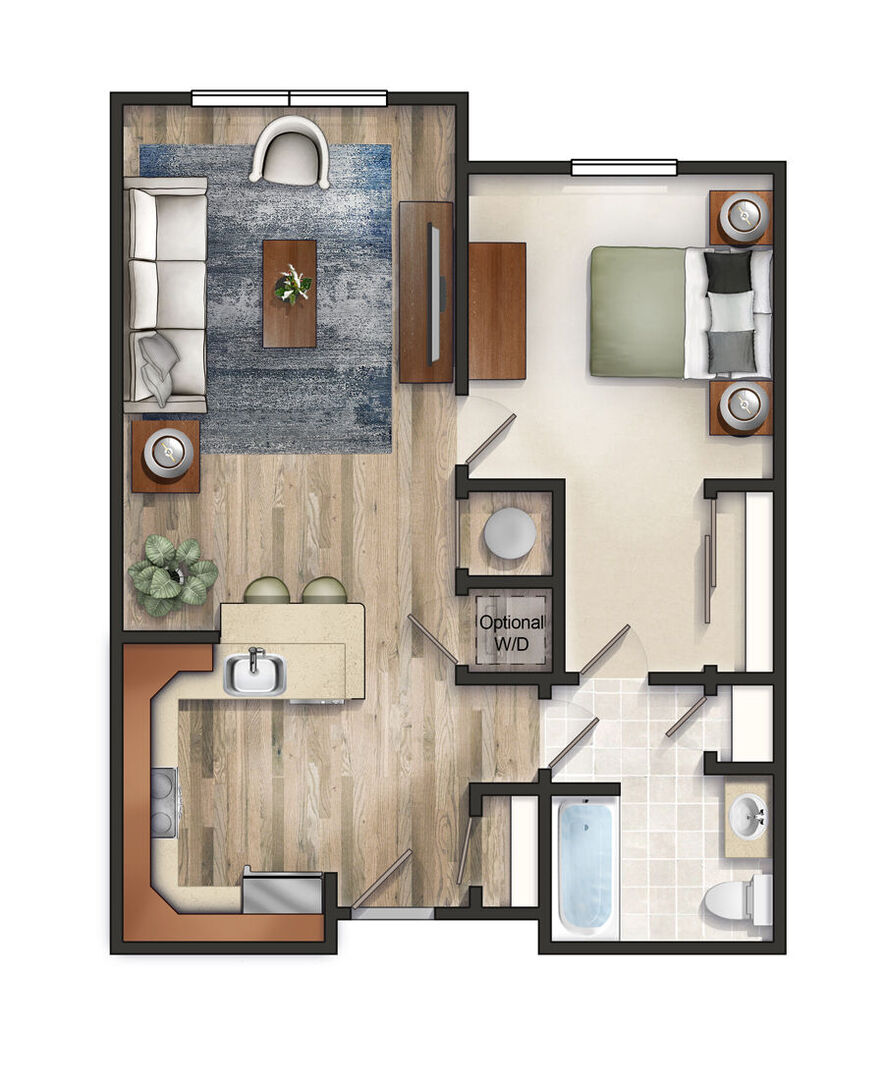 1 Bedroom floor plan