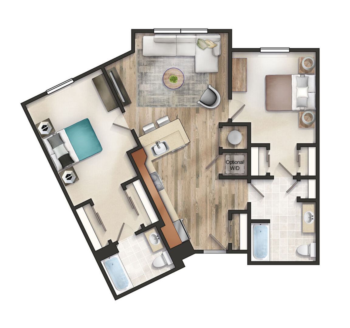 2 Bedroom floor plan