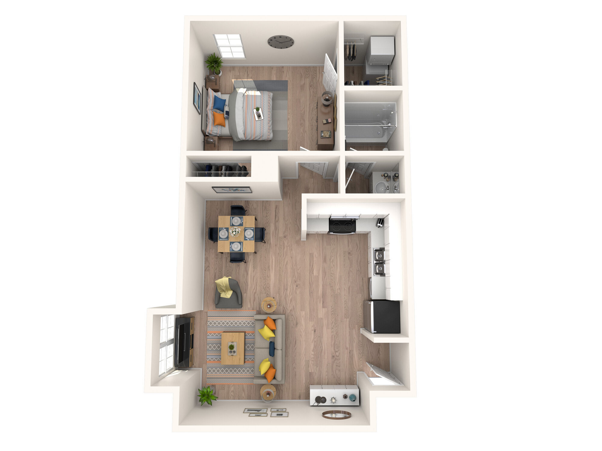 1x1 Renovated W&D floor plan