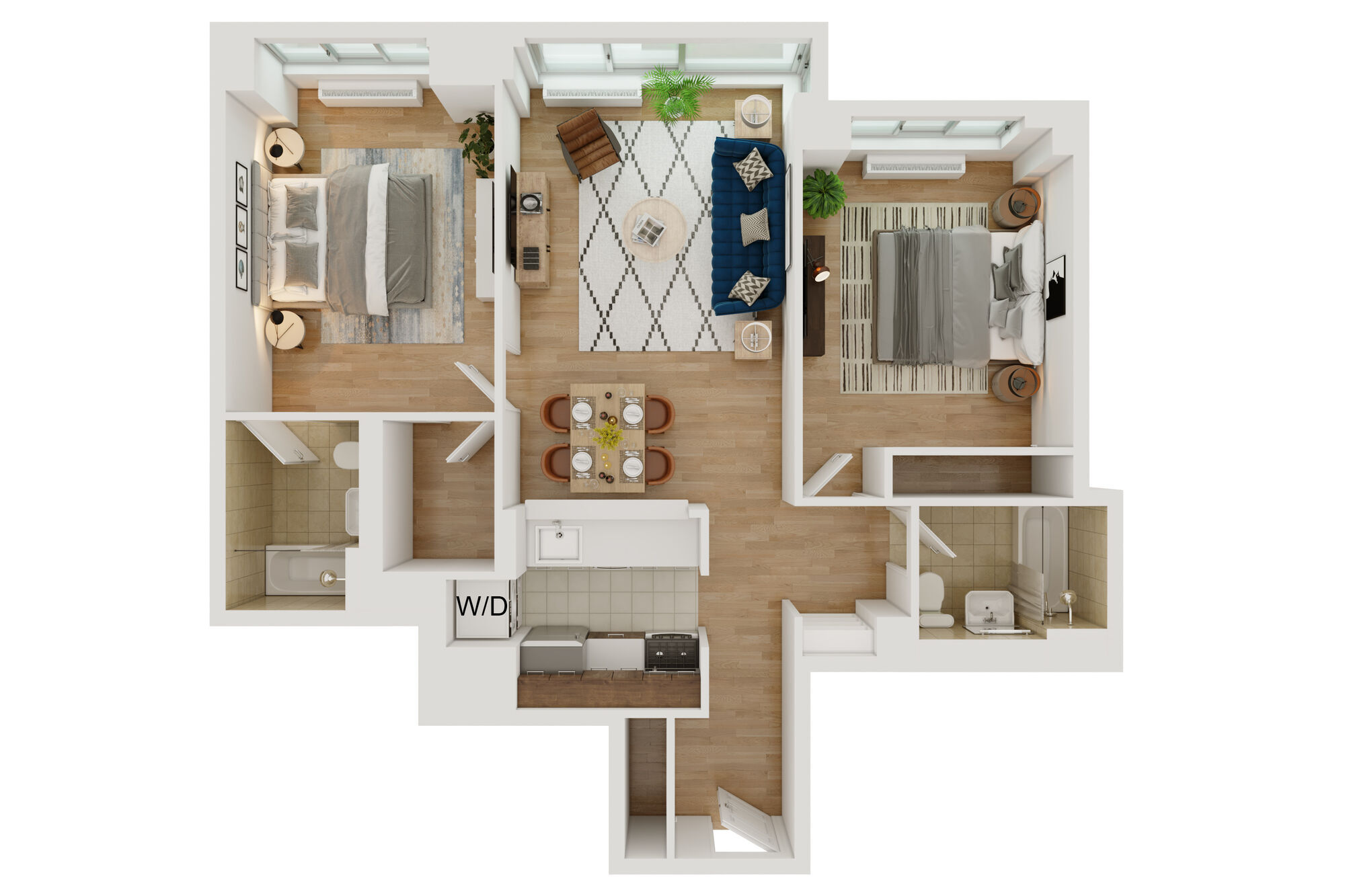 2 Bedroom, 2 Bath floor plan