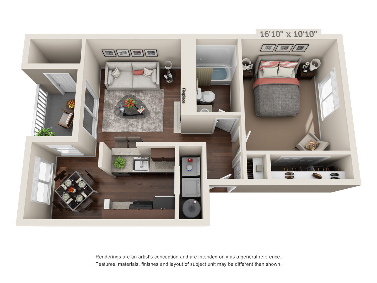 1 Bedroom / 1 Bathroom floor plan