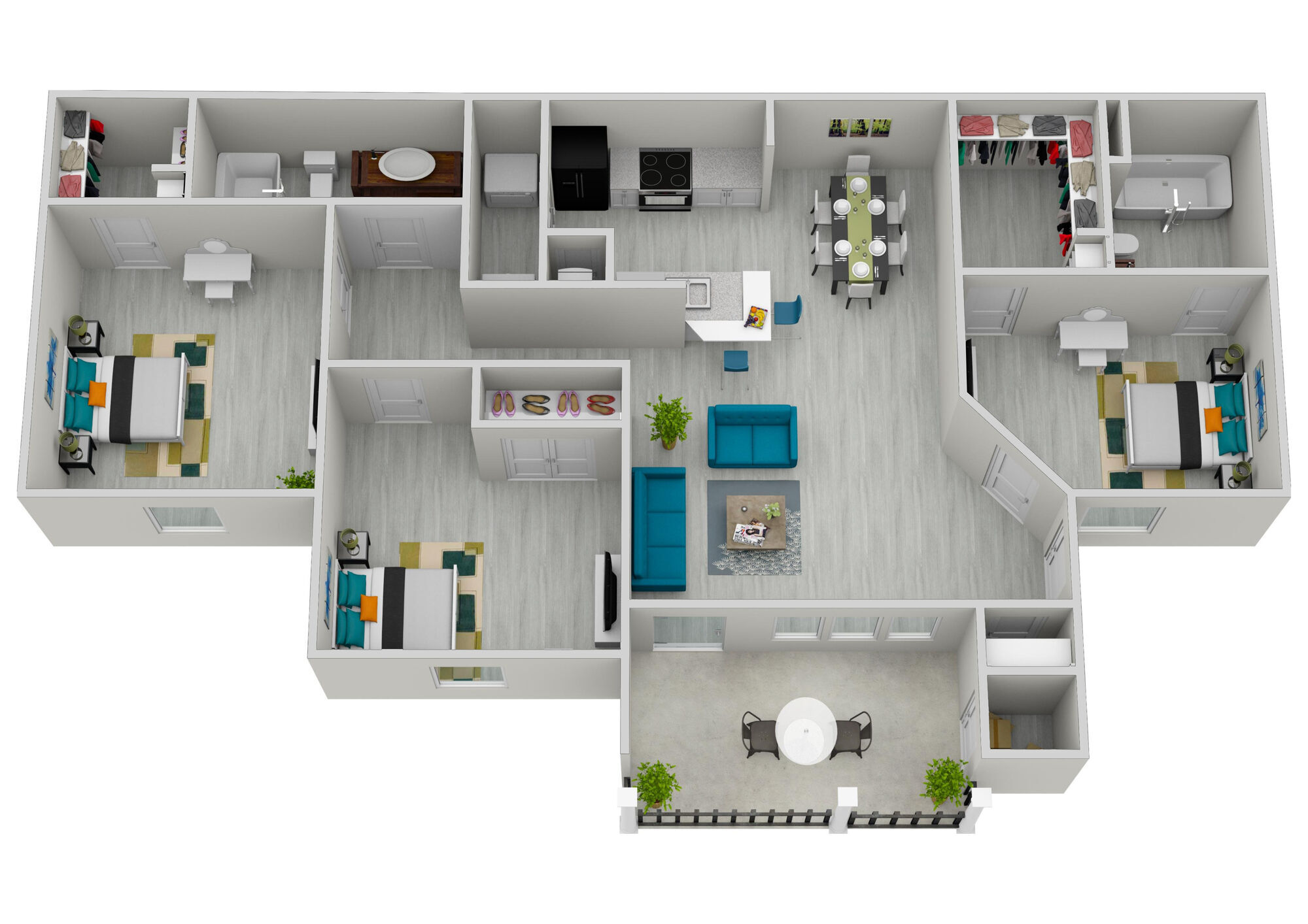 3 Bedroom, 2 Bathroom floor plan