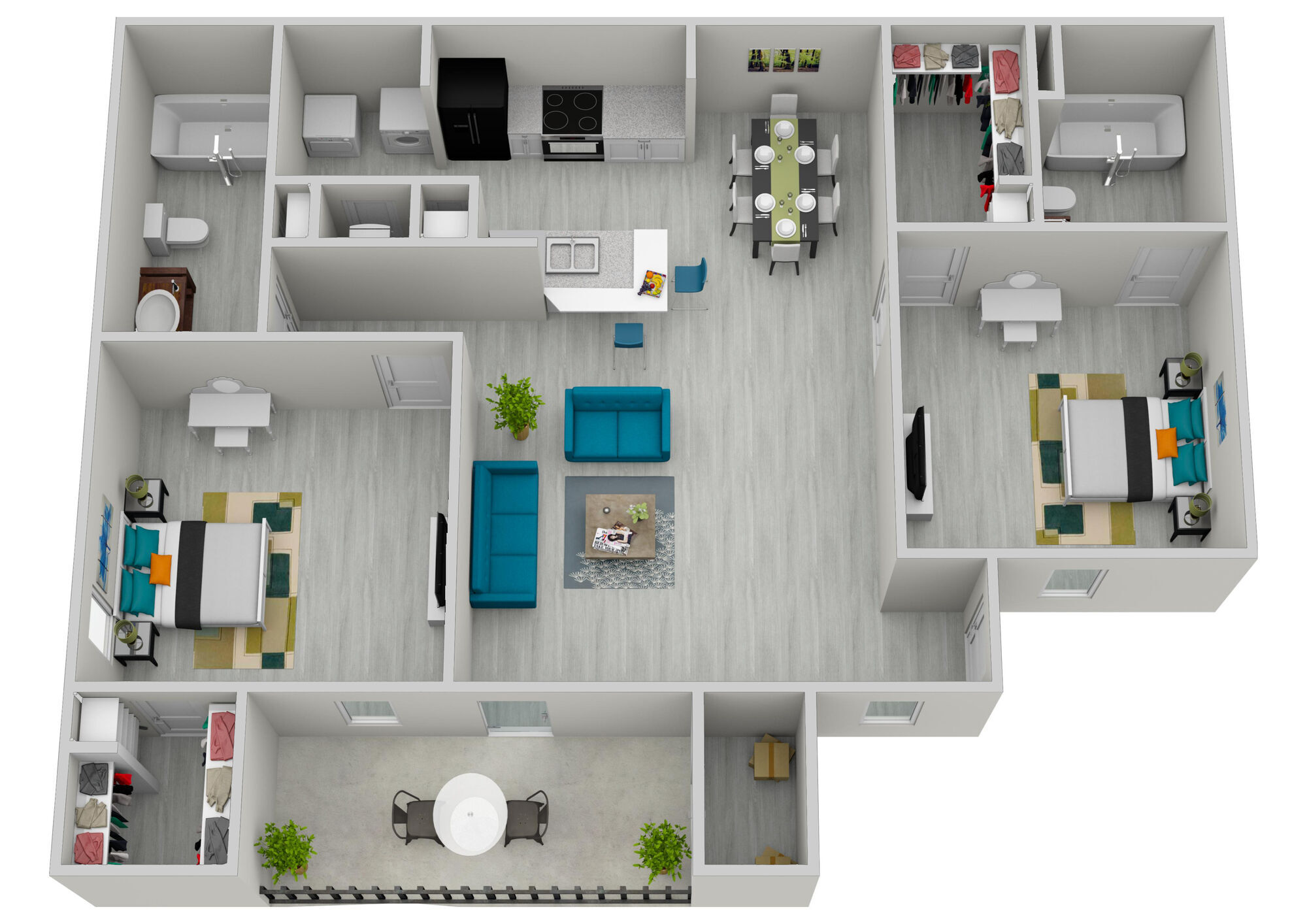 2 Bedroom, 2 Bathroom floor plan