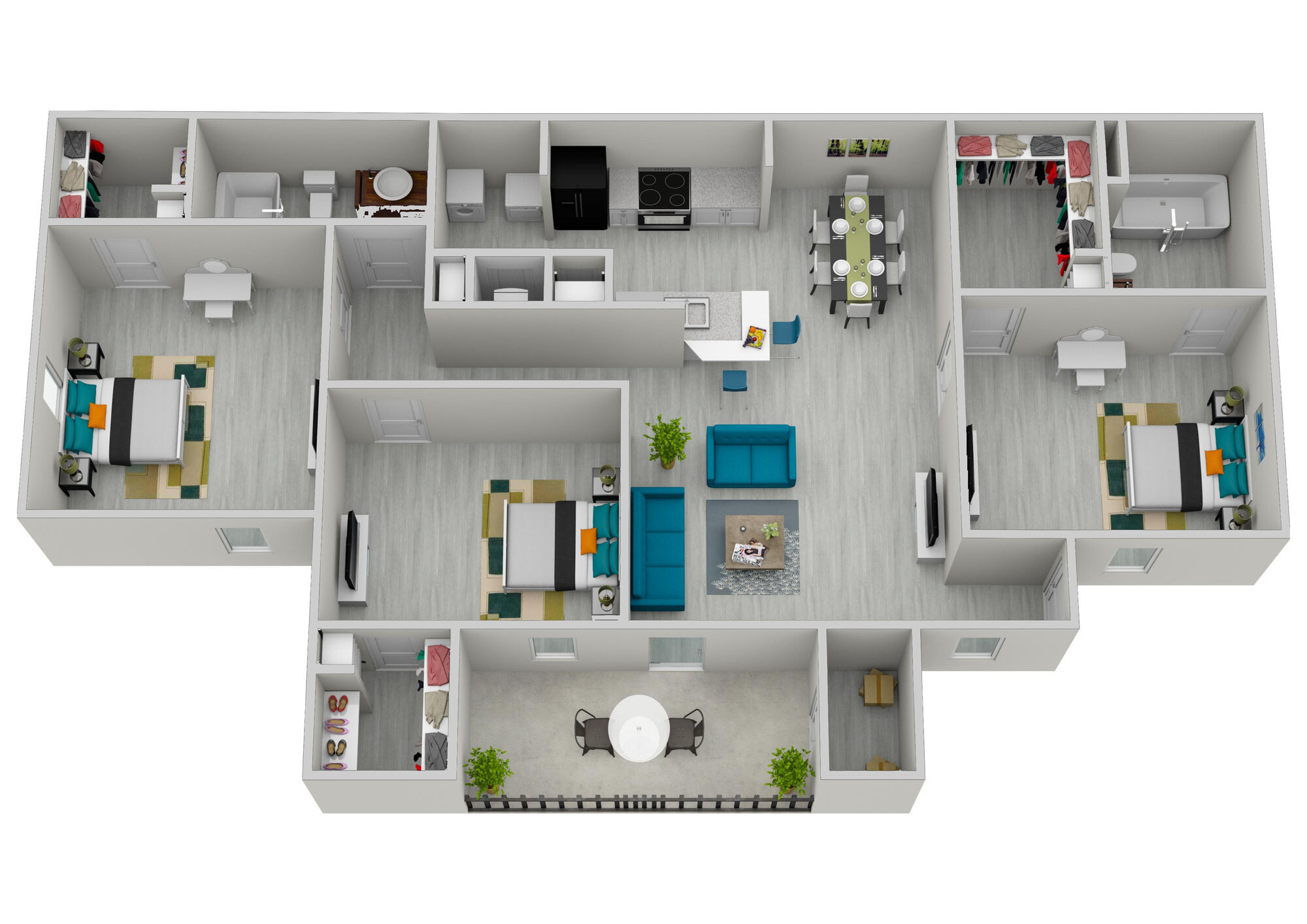 3 Bedroom, 2 Bathroom floor plan