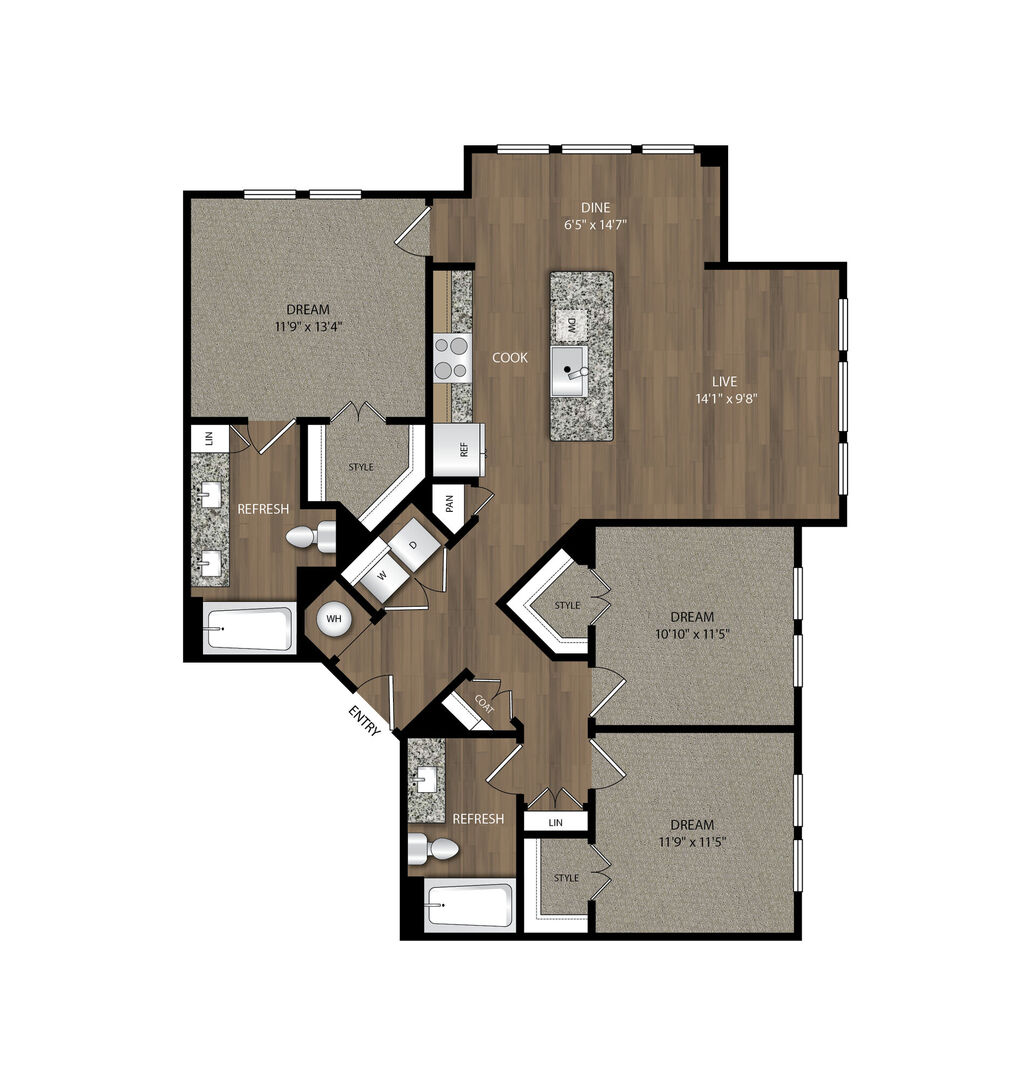 3 Bedroom Apartment – 800 N. FM 3083 Rd. W. #8207, Conroe, TX 77303