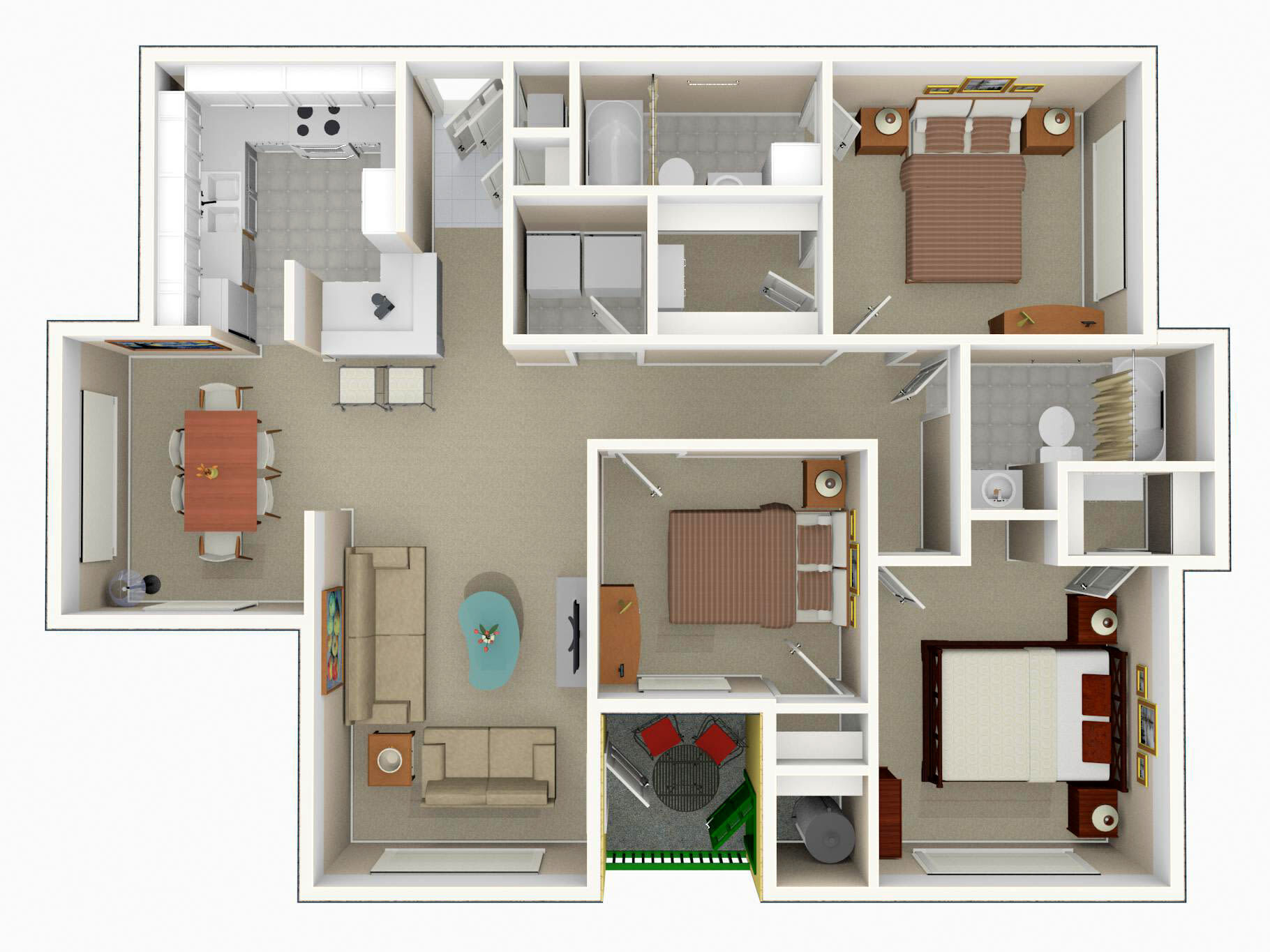 Three Bedroom - Renovated floor plan