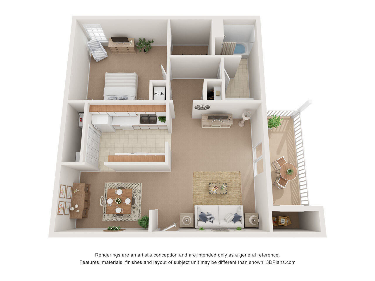 1x1 floor plan