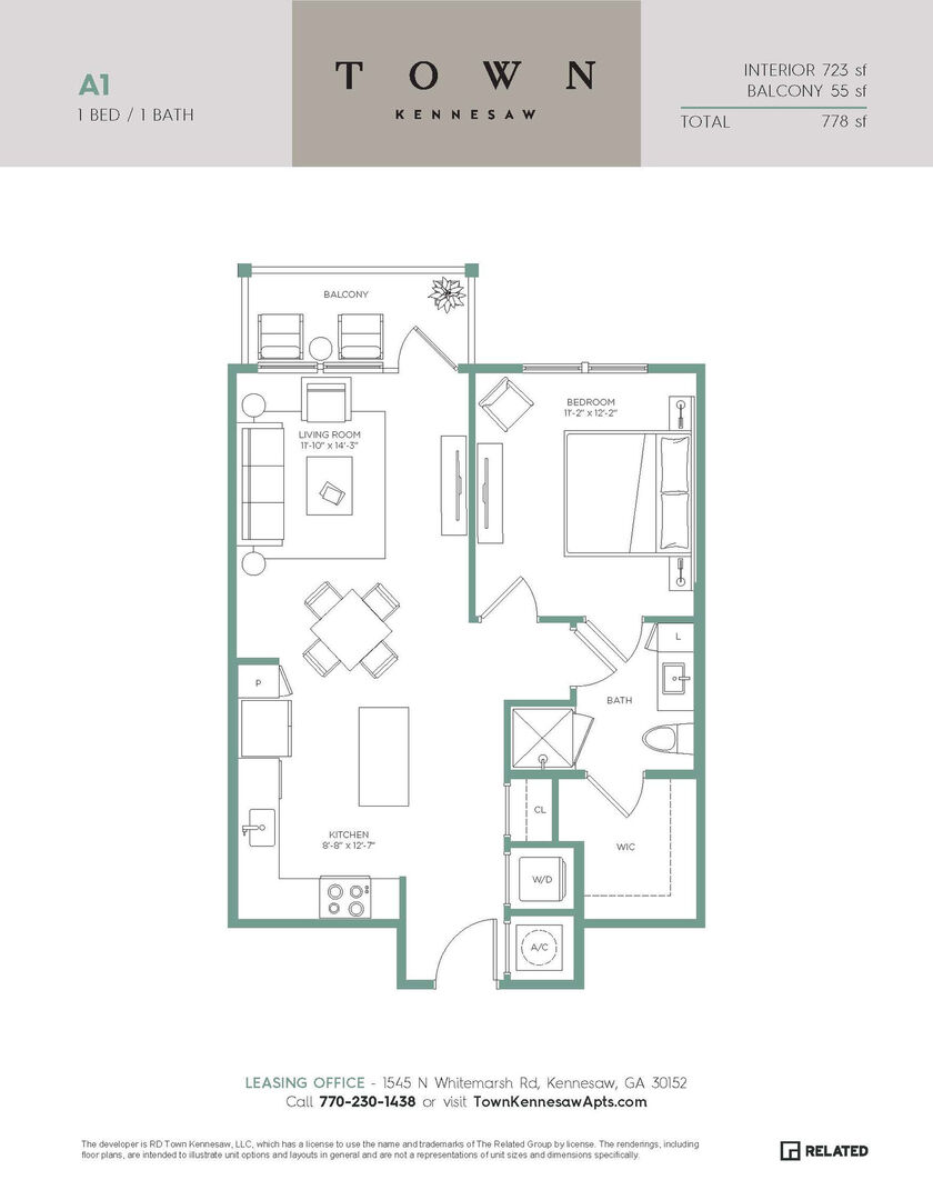 1 Bedroom Apartment – 1545 Whitemarsh Road #9203, Kennesaw, GA 30152